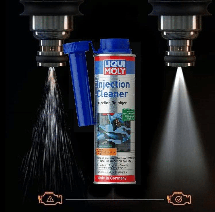 A detailed image of the fuel system of an E36 BMW being cleaned with LIQUI MOLY Injection Cleaner and Fuel System Cleaner, specifically designed for E36 BMW models.